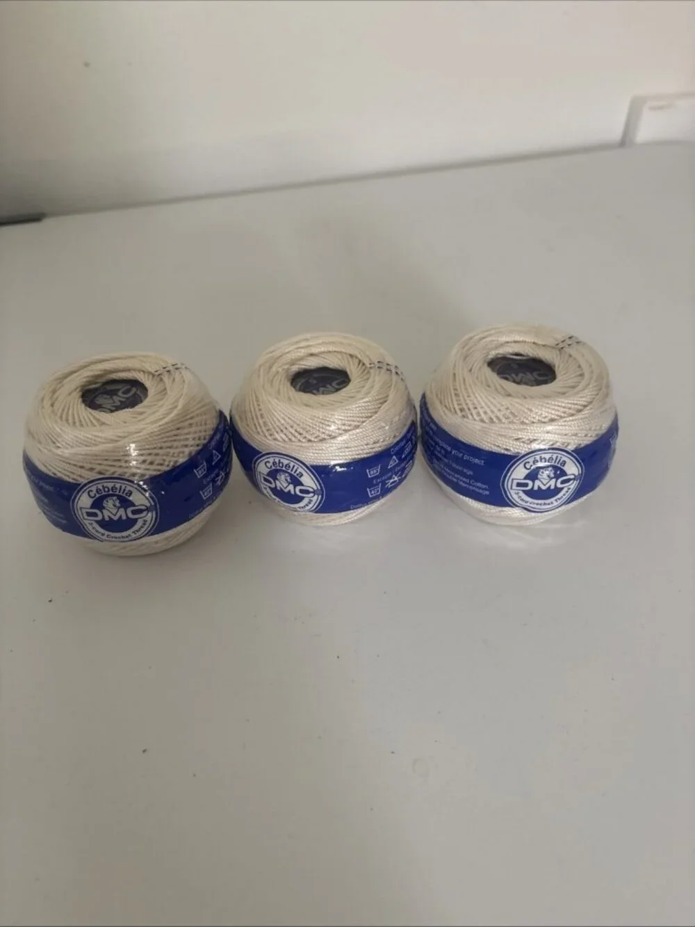 3x DMC Cebelia 3 cord Crochet Thread Color ECRU Size 5, 142 yds